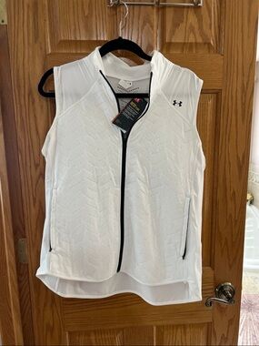 Under Armour White Sleeveless Zip-Up Performance Vest with Black Trim